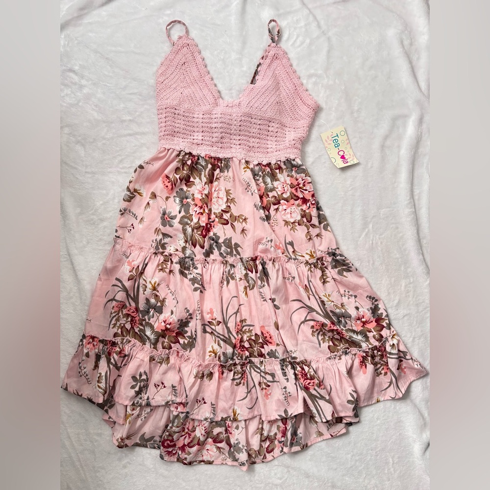 Tea Collection Blush and Floral Casual Dress